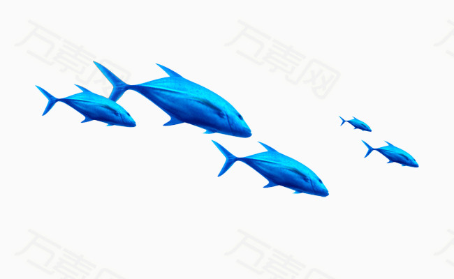 蓝色鱼群图片免费下载_卡通手绘_万素网