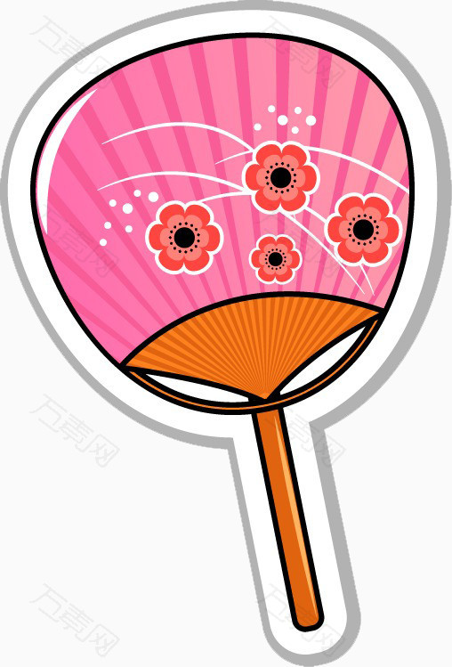 粉红花朵扇子_卡通手绘_508*749px_编号183925_png格式_万素网