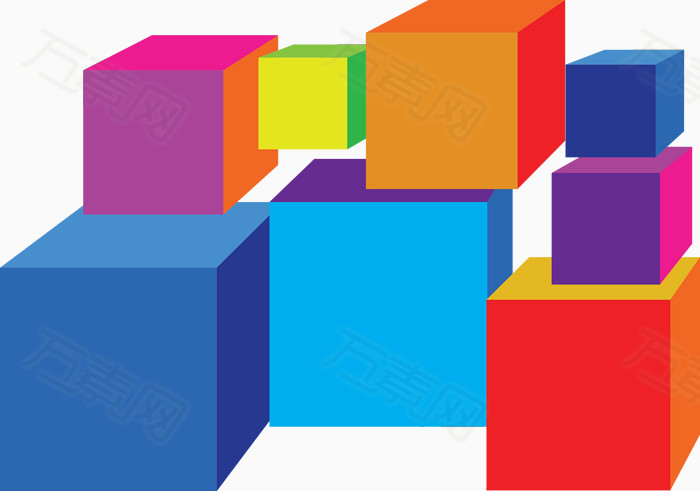 七彩方块矢量图图片免费下载_卡通手绘_万素网