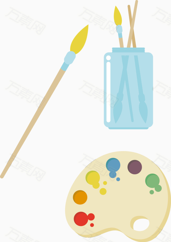 矢量手绘美术用品图片免费下载_卡通手绘_万素网