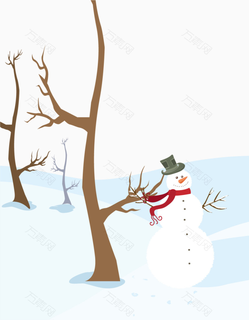 矢量手绘冬季雪人