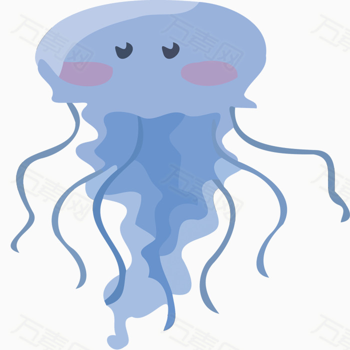 矢量蓝色水母素材图片免费下载_卡通手绘_万素网