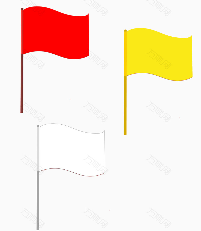 矢量红旗白旗黄旗旗帜起跑旗帜