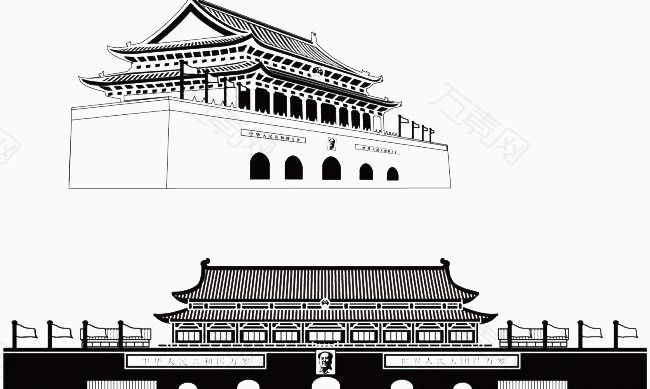 天安门剪影免费素材