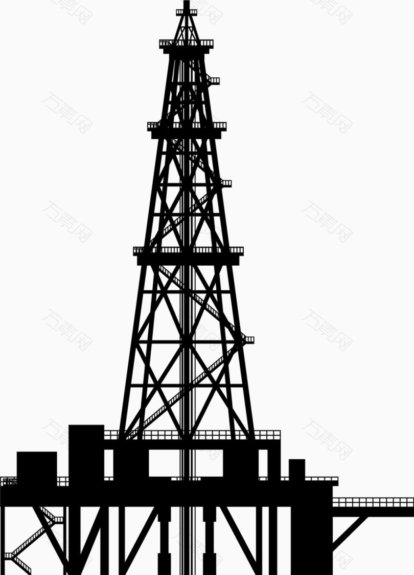 矢量石油砖井台剪影免抠元素图片