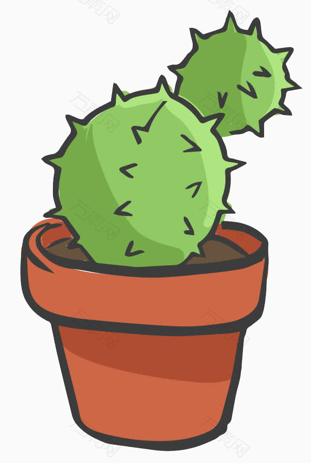 手绘装饰仙人球_卡通手绘_610*910px_编号317411_png格式_万素网