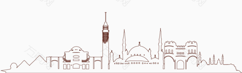 简约彩色城市线条剪影banner楼群