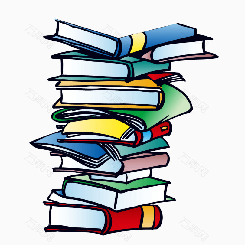 卡通手绘彩色图书