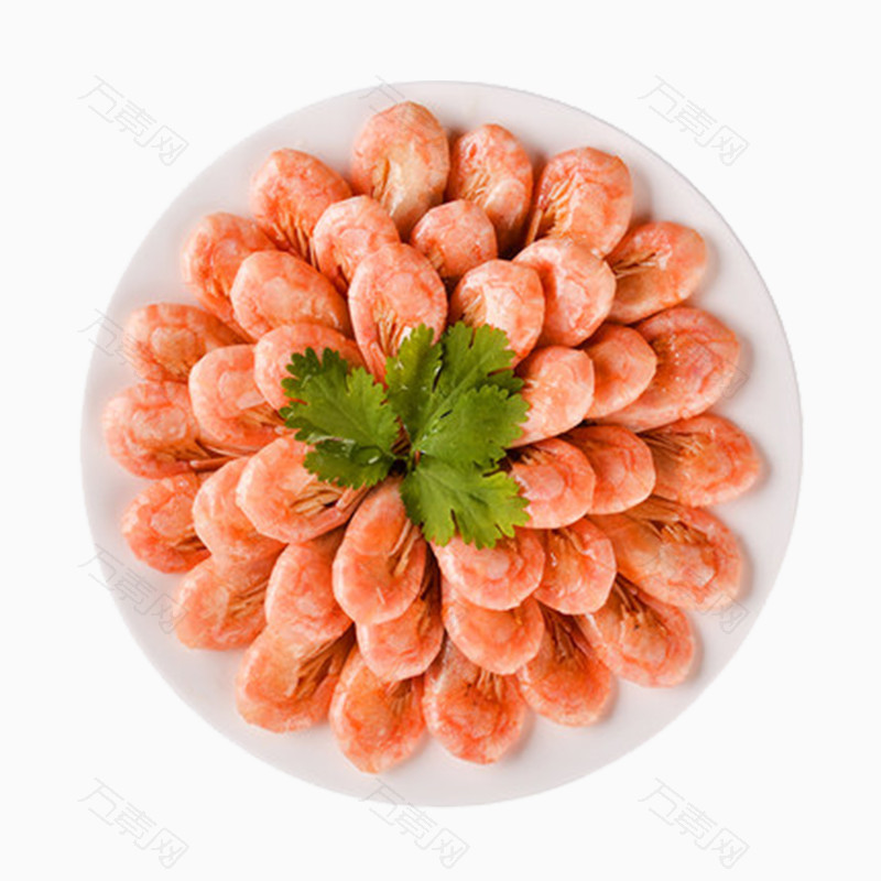 一碟新鲜的美味虾肉
