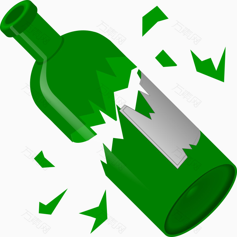 摔碎的绿色的酒瓶