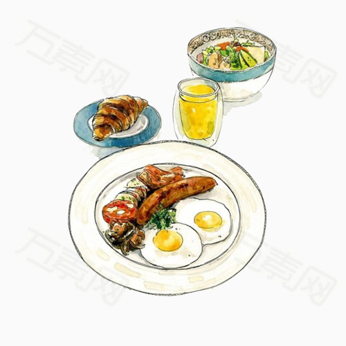 美式套餐手绘画素材图片图片免费下载_卡通手绘_万素网
