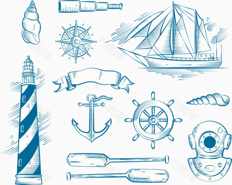 矢量航海素材_图标元素_1504*1203px_编号2217895_png格式_万素网