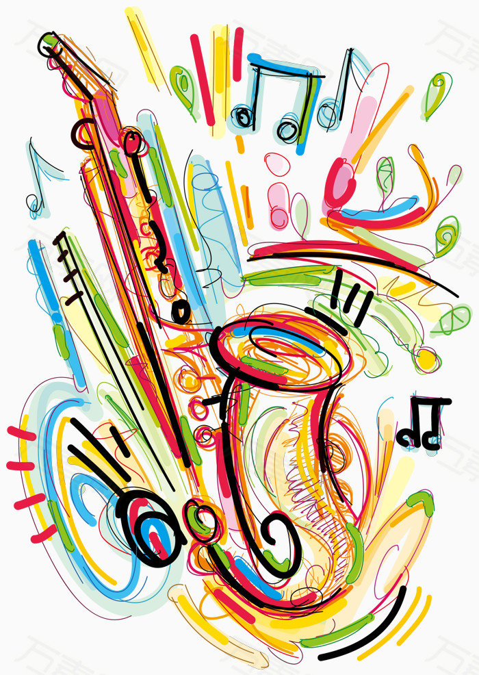 彩绘萨克斯矢量