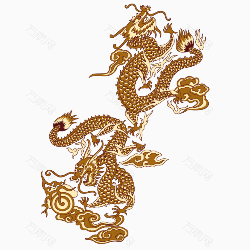 金色中国风长龙素材