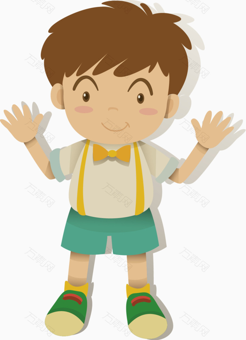 张开双手的小男生矢量图