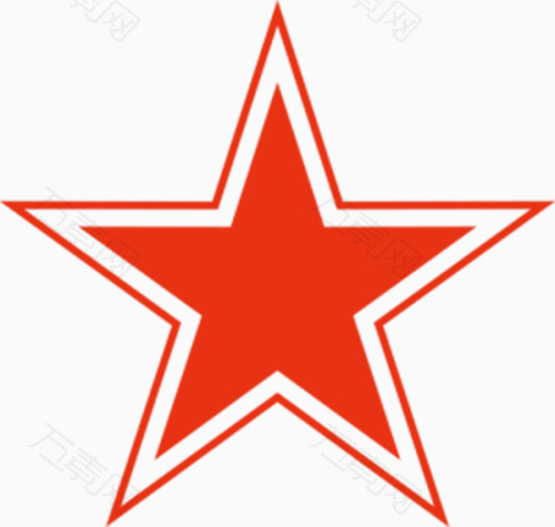 红白单色手绘五角星装饰png元素素材图片下载-万素网