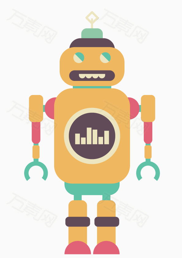 機器人手繪元素卡通矢量