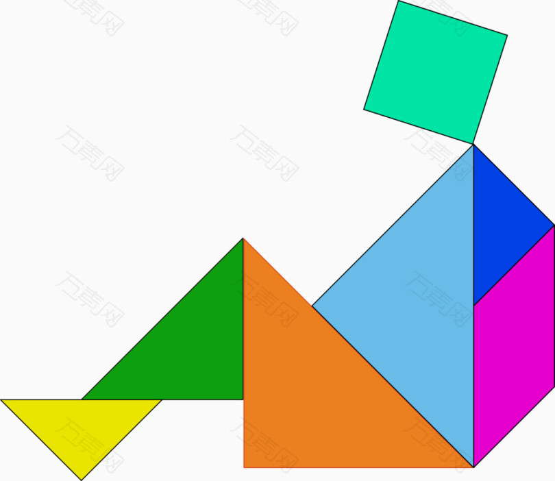 七巧板坐着的人