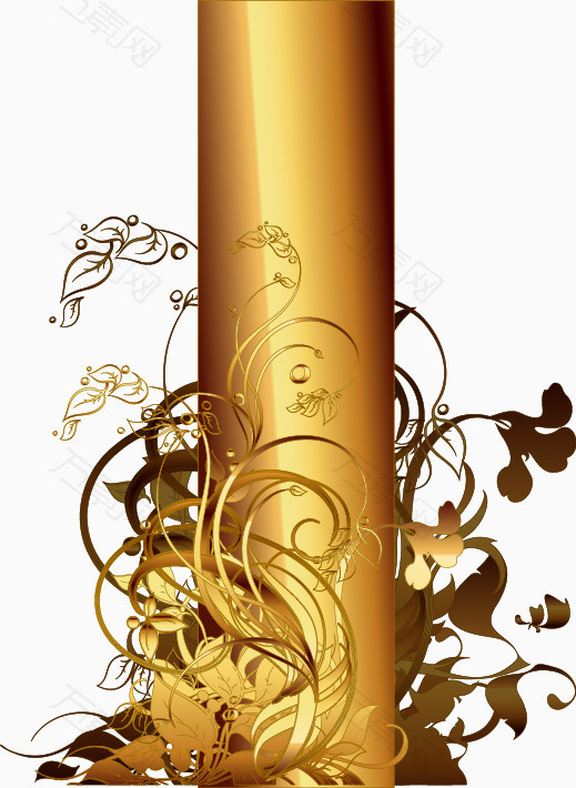 手绘金色圆柱花纹图案