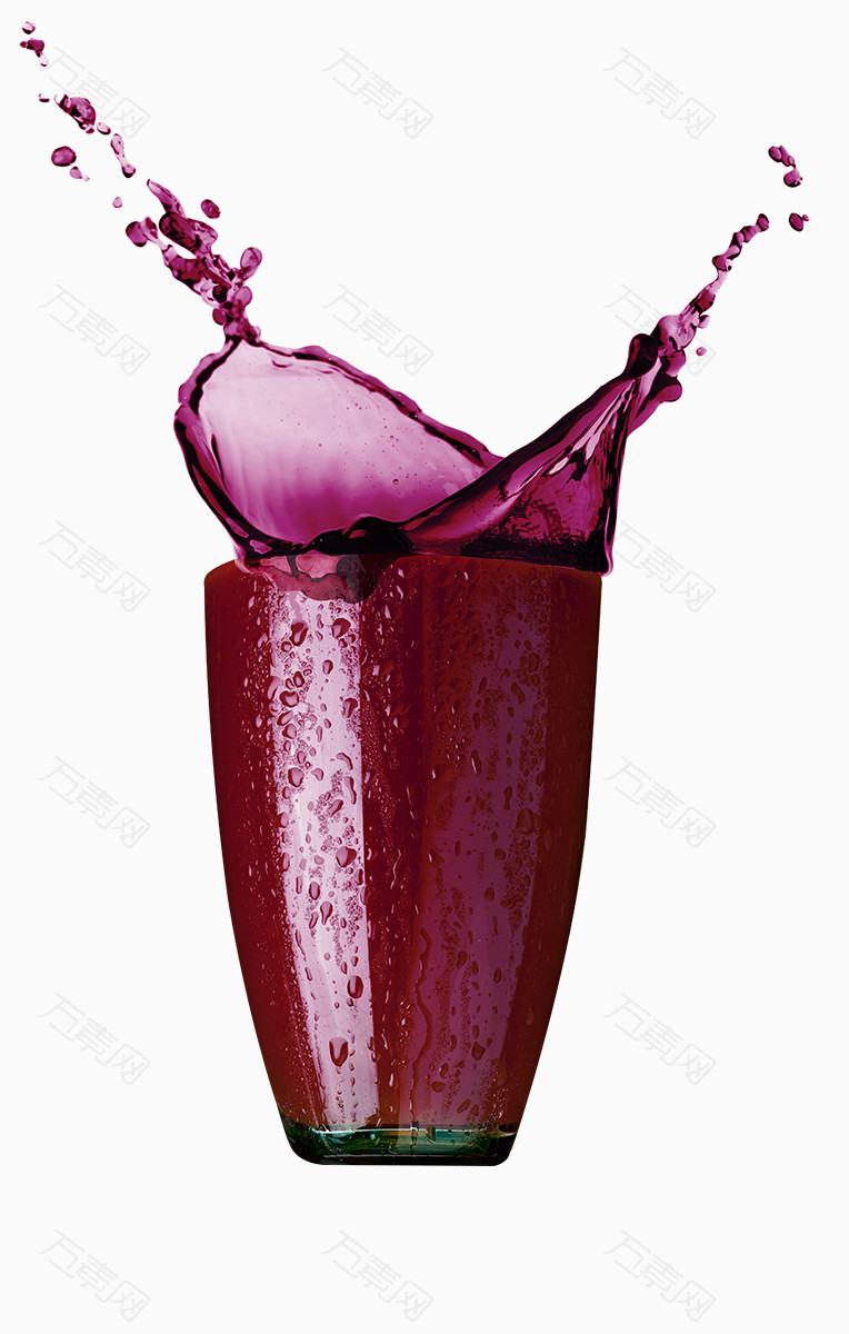 飞溅的玻璃杯葡萄汁