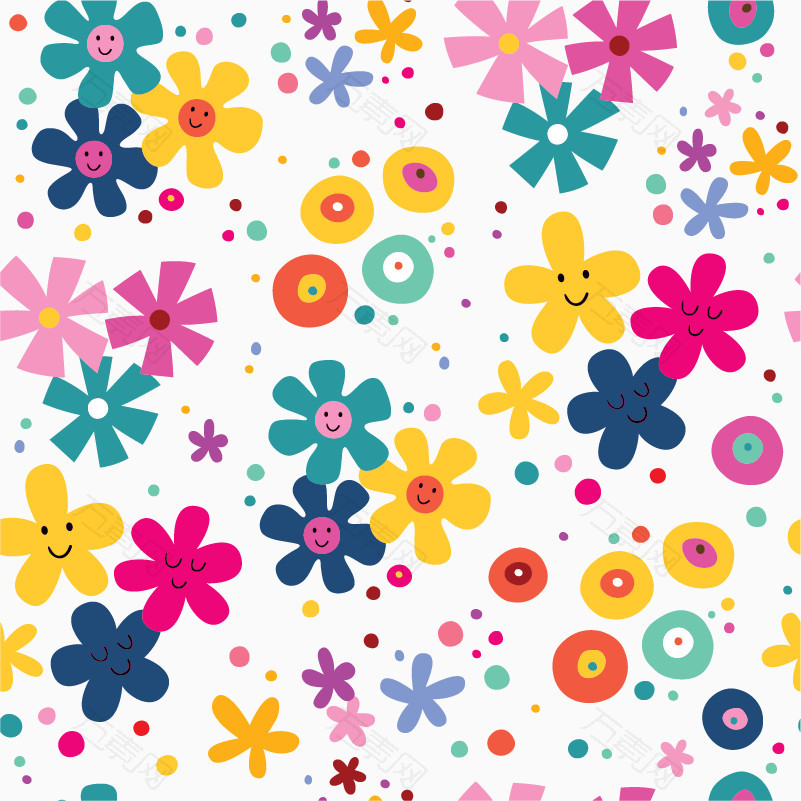 可爱的卡通无缝拼接底纹