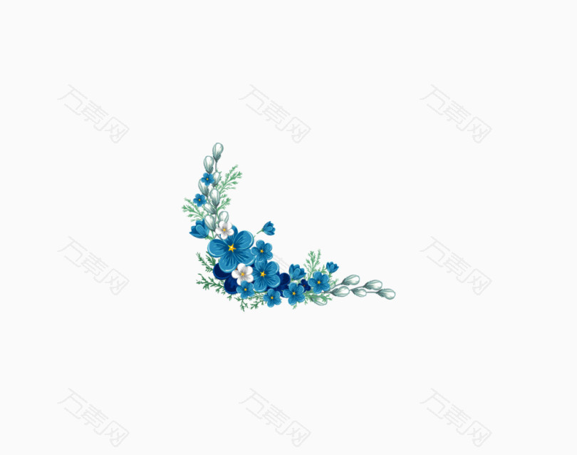 卡通手绘蓝色花边框