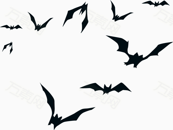 万圣节矢量剪影蝙蝠素材