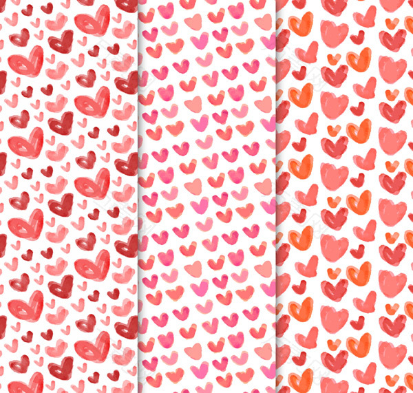 彩绘爱心无缝背景