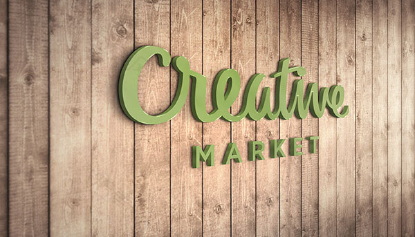 木板背景LOGO样机