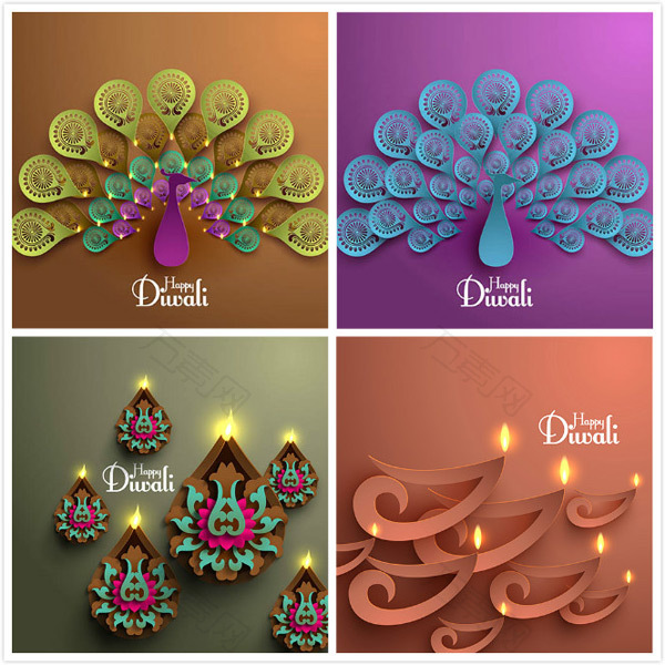 立体排灯节矢量