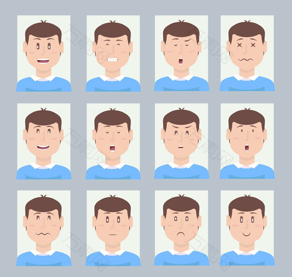 男子表情头像矢量