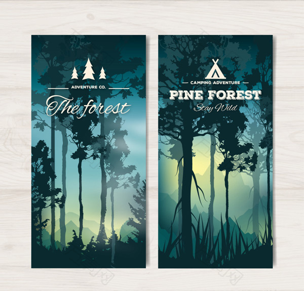 日落森林的横幅