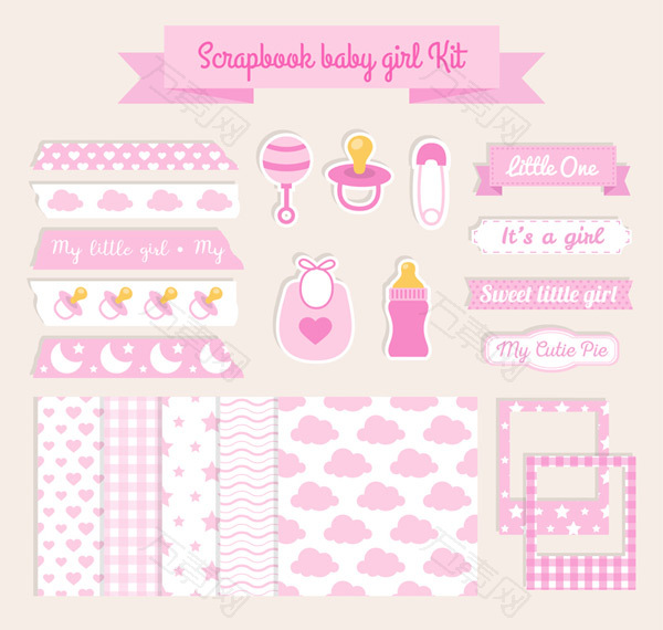 婴儿剪贴簿元素