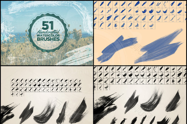 中国风涂抹墨迹笔刷