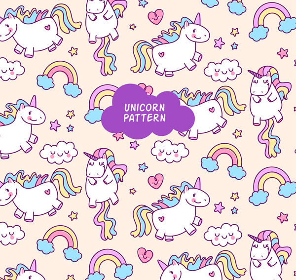 独角兽云朵背景