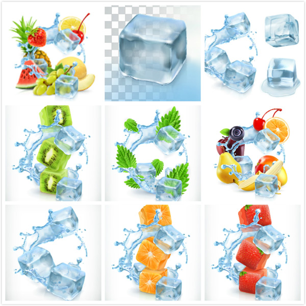 冰块水果素材