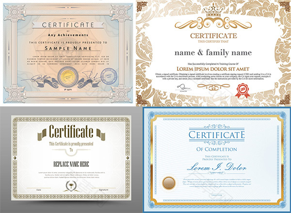 欧式证书设计矢量