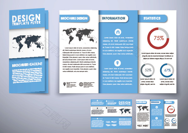 蓝色商务折页模板