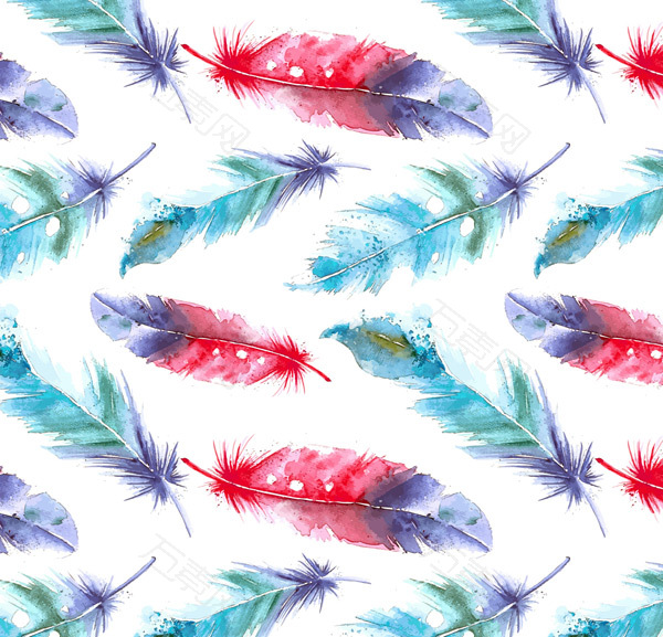 拼色羽毛无缝背景